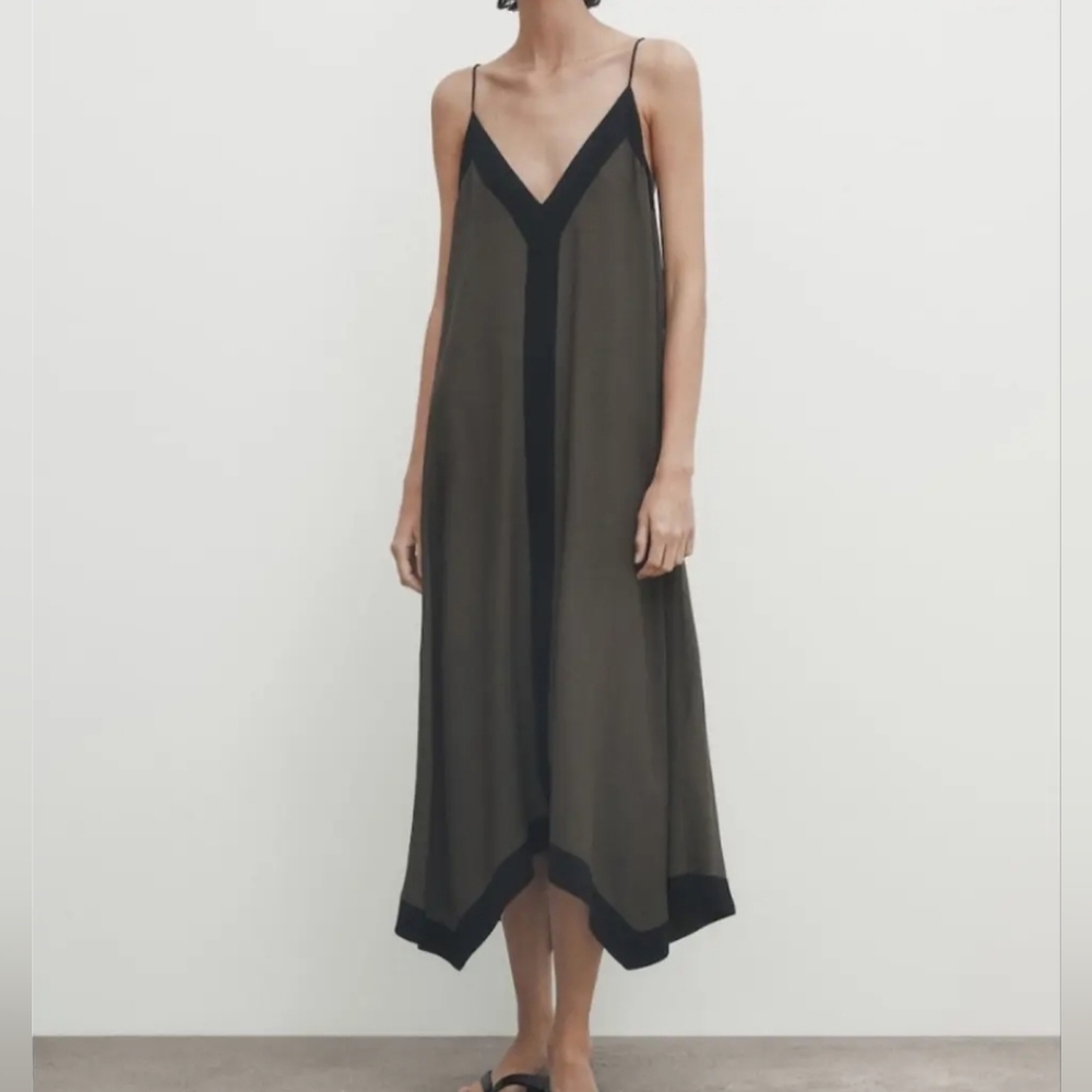 Massimo Dutti Midi Dress Green Size Medium